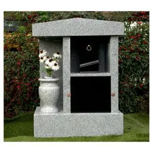 Granite columbarium with vase for tombstone, two niche and four niche