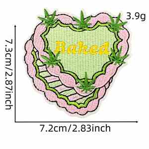 Hot Melt Adhesive Iron on Embroidered Personalized Cartoon Pink Series Mouth Cake Maple Leaf <b>Lighter</b> Patches Badges - Product Image 5