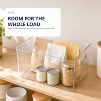 Conteneur de rangement de cuisine classique en plastique transparent rectangulaire écologique de 6 à 10 L avec outil de tri des objets