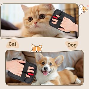 ถุงมือกำจัดขนสัตว์เลี้ยง ผ้าสีดำขนาด 17x13 ซม. สำหรับกรูมมิ่งแมวและสุนัข - Product Image 1