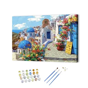 New Painting by Numbers Scenery Nice Santorini Picture Diy Hand-painted on Canvas Oil Painting Decor Wall Art