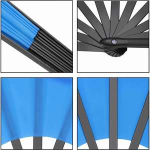 Éventail pliant noir décoratif de Kung Fu et Tai Chi chinois pour cadeaux de fête, avec poignée en plastique, grand éventail de Kung Fu, grand éventail à main sonore - Product Image 4