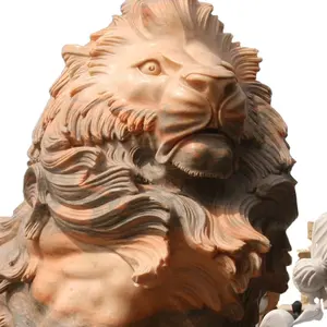 定制手工雕刻大理石雕塑花园装饰大理石狮子雕像大小狮子头雕塑