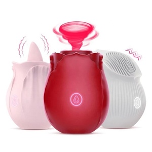 Godemiché vibrant en forme de Rose pour femme, succion langue, clitoris, jouet sexuel - Product Image 1