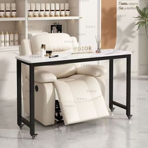Mesa de Manicura Moderna de Lujo, Color Blanco, Dorado y Gris, Extraíble, de Madera, para Salones de Belleza, Marca QU MENG, Nueva Llegada - Product Image 3