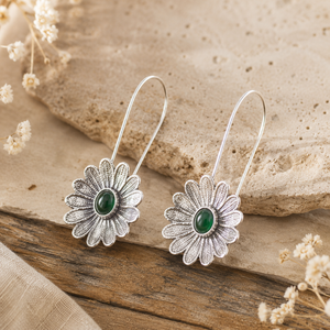 Orecchini Pendenti Vintage con Fiore di Loto Verde, Gioielli Creativi di Moda per Donne - Product Image 3