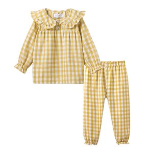 Ensembles de pyjamas pour enfants personnalisés OEM Pyjamas de créateurs pour bébés garçons Ensemble de <span class=keywords><strong>pyjama</strong></span> de <span class=keywords><strong>luxe</strong></span> vichy deux pièces Boutique Vêtements de nuit à volants - Product Image 6