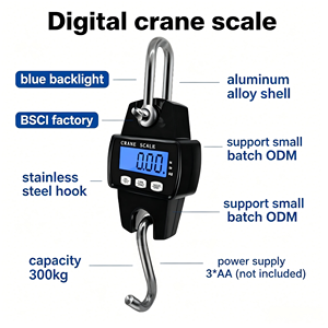 Báscula Digital Electrónica Colgante de 300 kg con Pantalla LCD Retroiluminada, Construcción de Acero Inoxidable y Aluminio, Múltiples Unidades (kg/lb/N) 15 - Product Image 1
