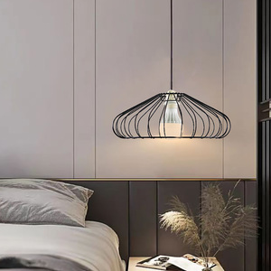 Bán Sỉ Giá Rẻ Đèn Dây Kim Loại Hình Nón Tròn Màu Đen Khách Sạn Tùy Chỉnh Chụp Đèn Chùm Phòng Ăn - Product Image 3