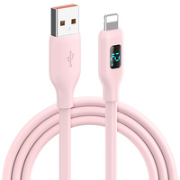 Câble de données USB 8 broches en silicone à charge rapide 12W avec affichage numérique LED de bonne qualité pour iPhone, certifié CE/FCC, garantie 12 mois
