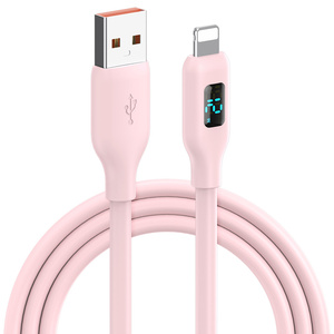 Câble de données USB 8 broches en silicone à charge rapide 12W avec affichage numérique LED de bonne qualité pour <span class=keywords><strong>iPhone</strong></span>, certifié CE/FCC, garantie <span class=keywords><strong>12</strong></span> mois - Product Image 1