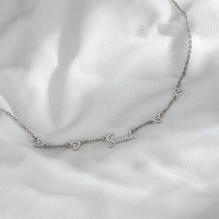 Collar con Colgante de Acero Inoxidable con Nombre Personalizado DIY, Certificado CE, con Forma de Corazón Hueco, para Regalo del Día de San Valentín