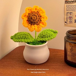 Flores Artificiales de Girasol Tejidas en Lana, Decoración para el Hogar, Regalo para el Día de la Madre, Ramo de Girasoles, Flor Tejida a Mano - Product Image 2