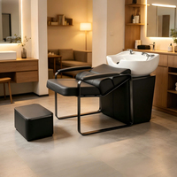 Chaise de lavage moderne en métal pour salons de coiffure, salons de barbier, salons et salles de bain - Réglable, durable, facile à nettoyer