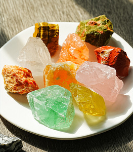 Piedra natural en bruto de 7 Chakras al por mayor, piedras preciosas en bruto curativas irregulares, piedra de cristal de cuarzo rosa - Product Image 5