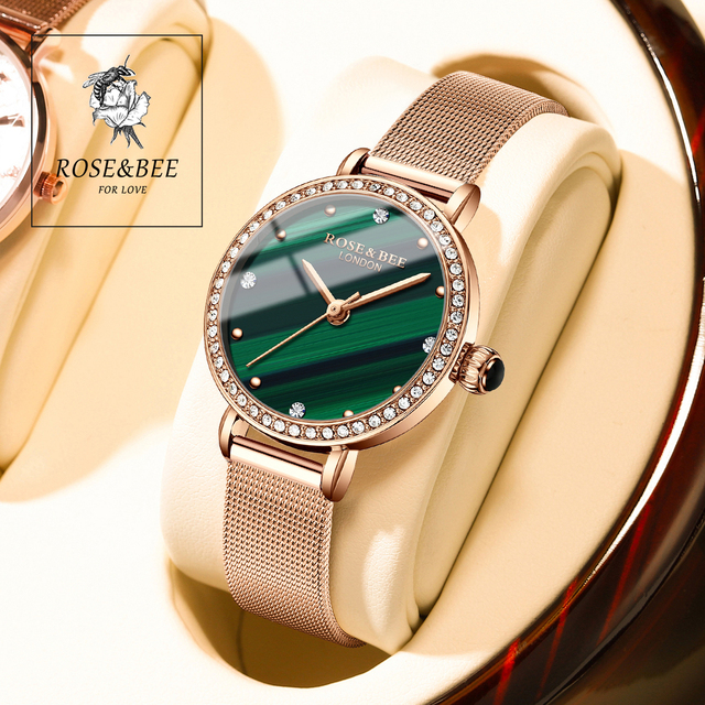 Watch Factory Custom Logo Fashion Green Dial Wristwatch Women Wholesale Piece Fancy Stainless Steel Mesh Bracelet Hand Watches