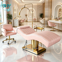 Table de massage électrique pliable et portable en forme de S, 3 moteurs, rose doré, pour salon de luxe moderne, chaise de spa, lit d'extension de cils