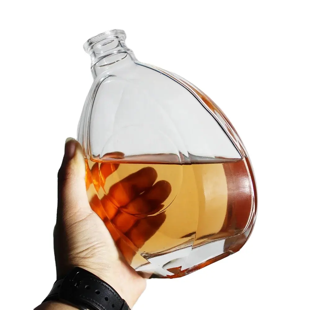 Треугольная прозрачная пользовательская Бутылка для виски 500 мл, напрямую поставляемая производителем, декоративная стеклянная бутылка для виски, водки, текилы
