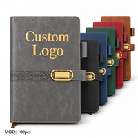 Buku Catatan Kulit PU Hardcover A5 Grosir dengan Logo Custom, Penutup Logam Filigree, Tempat Pulpen, 100 Lembar, Jurnal Rapat, Diary
