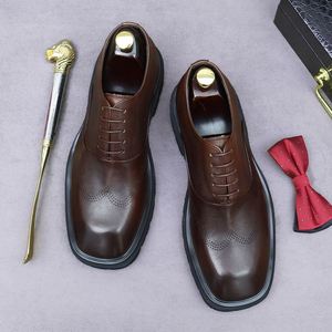 Customized Autumn Lace-up High-heeled Leather-polished Shiny Cowhide Embossed Genuine Leather <b>Block</b> Heel Lightweight Thick-soled - Product Image 6