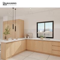 Armoires de cuisine shaker modernes en bois d'érable massif de haute qualité Buildgres Custom North Simple Design Classic Flat Pack Brillant