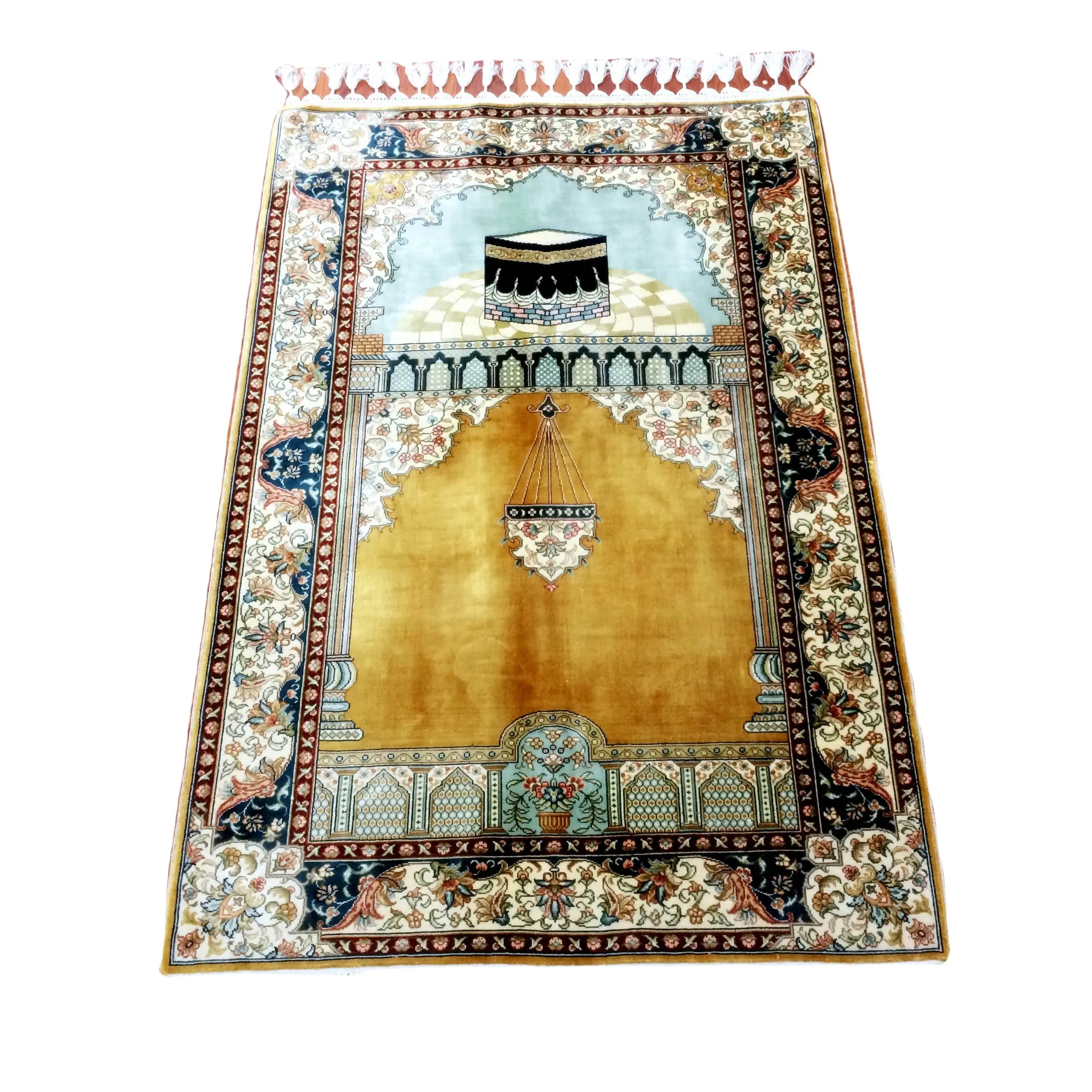 Miniatur Murah Kualitas Tinggi Rajutan Tangan Sutra Mesjid Buatan Tangan Karpet Muslim Turki Karpet Karpet