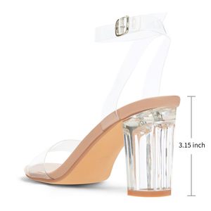 Sandali da Donna alla Moda <span class=keywords><strong>con</strong></span> <span class=keywords><strong>Tacco</strong></span> Grosso Trasparente, Cinturino alla Caviglia e <span class=keywords><strong>Tacco</strong></span> a Blocco, Sandali <span class=keywords><strong>con</strong></span> <span class=keywords><strong>Tacco</strong></span> Alto Trasparente - Product Image 2