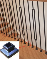 Base de marche en aluminium de style moderne LD Metal, couleur étain, pour balustres d'escalier carrés en fer de 1/2 pouce (série de bases de marche)