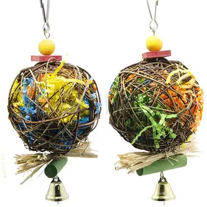 Juguetes de aves colgantes, juguetes de ratán coloridos, accesorios para morder - Product Image 1