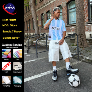 QZFSO Men Clothing OEM Custom Blokecore Soccer Jersey Oversized Retro Football Sublimation Printed Polo Collar Streetwear Tee - Product Image 1