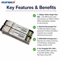 Módulo Transceptor OEM SFP+ 10G BIDI BX100 100km 1490/1550nm Simplex LC SMF DDM EML APD de Grado Operador al por Mayor para ISP