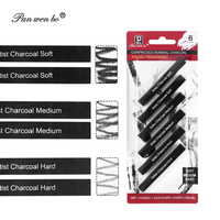 Panwenbo – Lot de 6 bâtons de fusain compressé professionnel noir, doux, moyen et dur, pour le dessin et l'esquisse artistique