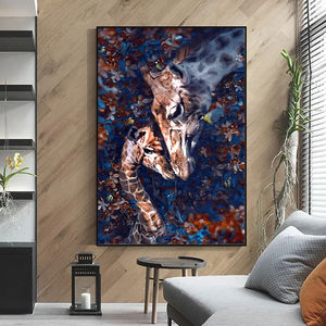 Animaux en fleurs modernes Huile sur toile Tigre Éléphant Lion Elan <span class=keywords><strong>Panda</strong></span> <span class=keywords><strong>poster</strong></span> oiseau Décoration de chambre moderne nordique <span class=keywords><strong>poster</strong></span> animal - Product Image 3