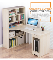 Bureau d'ordinateur en forme de L, écologique, moderne, pour adultes, bureau à domicile, simple, pour l'étude et l'écriture, avec étagère à livres