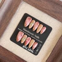 Ongles en acrylique 3D personnalisés faits à la main, de luxe, en forme d'amande, avec pointe en diamant, 10 pièces, faux ongles français de créateur