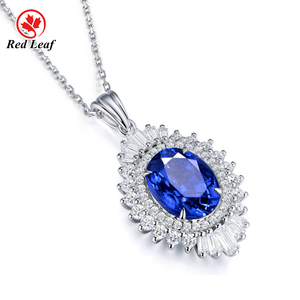 Redleaf Jewelry 925 Sterling Silver <span class=keywords><strong>Lab</strong></span> grown Royal zafiro collar hecho a mano para mujeres y damas - Product Image 3