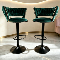 Tabouret de bar pivotant moderne en velours de style nordique, chaise réglable en hauteur avec repose-pieds pour comptoir de cuisine ou bar