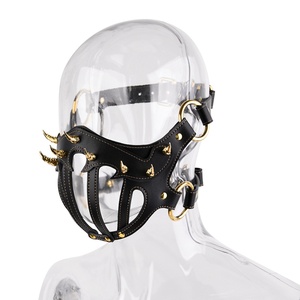 หน้ากากหนังรัดรูปทรงกรงสำหรับ BDSM ของ FUNSM หน้ากากปิดปากสำหรับเกมเซ็กส์ คอสเพลย์ หน้ากากบอนด์เดจ ของเล่นทางเพศ - Product Image 2
