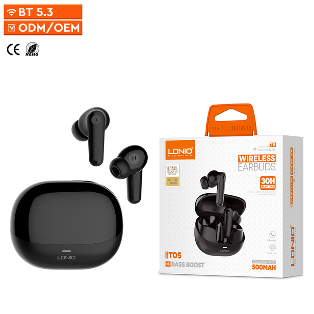 LDNIO T05 TWS Earbuds Wireless Headphone 5.3 Earphone Noise Cancelling Gaming Headset Stereo Sound Music In-ear Earphone