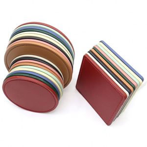 Ensemble de dessous-de-verre ronds en cuir PU au design moderne pour tasses à café, tasses à thé, napperons de table pour dîners, mariages, bars, fêtes - Product Image 3