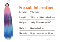 Extension de queue de cheval ombrée scintillante de 24 pouces, 100g, avec élastique, pour queue de cheval DIY colorée et étincelante