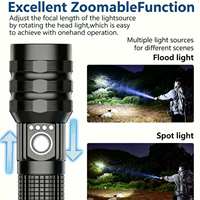 Lampe de camping rechargeable par USB en alliage d'aluminium, étanche IP65, autonomie ultra-longue de 12000 minutes, 2000LM, portée 300-400M, 3000mAh