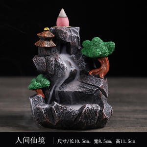 Meilleur décor à la maison Nouvel encensoir de <span class=keywords><strong>montagne</strong></span> en résine Brûleur d'encens cascade avec cônes en céramique Cadeau pour les amateurs de thé pour fontaine d'encens - Product Image 2