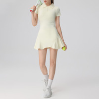 YIYI Robe de tennis de sport décontractée à col polo coupe ajustée Ensembles de tenues de golf pour femmes Robes de sport à manches courtes avec short intégré