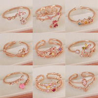 Anillo Abierto de Estilo Europeo Americano con Microincrustaciones de Circonita, Diseño Geométrico, Ajustable, Joyería de Mano, Material de Cobre, Compromiso