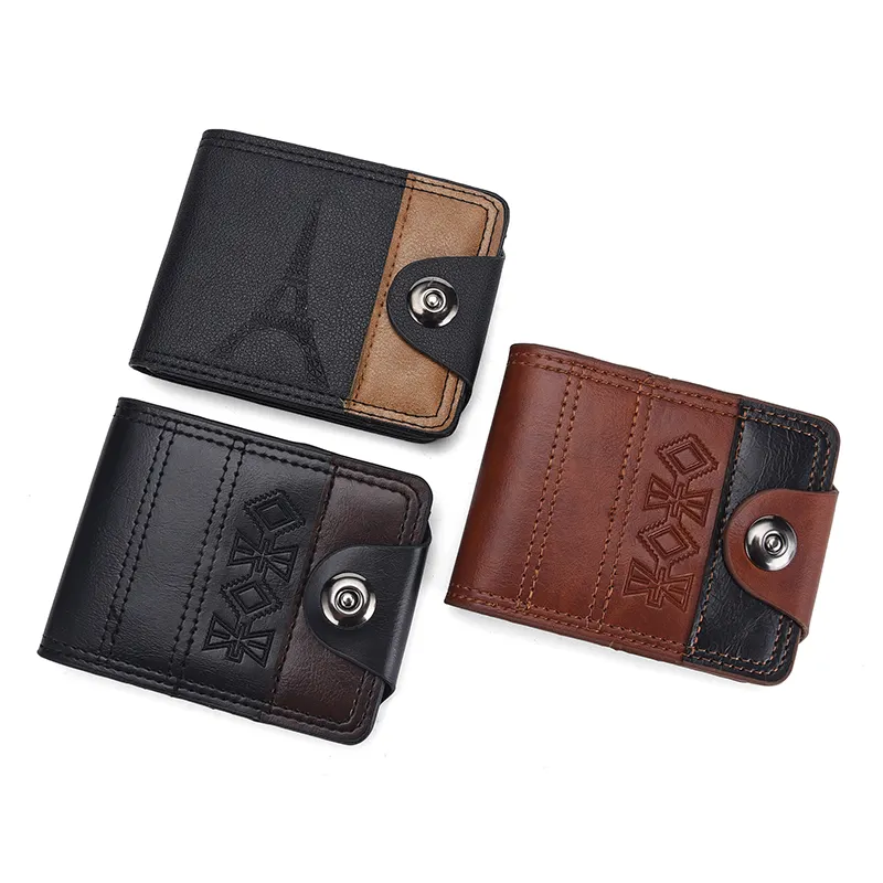 Men's Wallet Manufacturers Directly Supply Retro Prints Magnetic Buckles Large Capacity Multi Card Leisure Men's Wallet