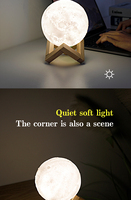 Lampe de chevet LED intelligente en forme de lune avec texture de surface lunaire 3D, rechargeable par USB, pour chambre d'enfant et crèche