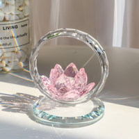 Statue de panier de fleurs en cristal de lotus, gravure interne artisanale, motif floral, décoration d'intérieur, ornement de bureau familial