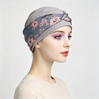 Turban musulman à nœud torsadé imprimé floral, bonnet intérieur en modal doux pour femme, couvre-chef chimio pour perte de cheveux, bonnet pour femmes islamiques