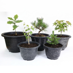 Ventes en gros de pots de fleurs ronds en plastique PP de haute qualité, pots à plantes mouchetés de pierres pour la décoration de jardin, ventes en gros, directement de l'usine - Product Image 1